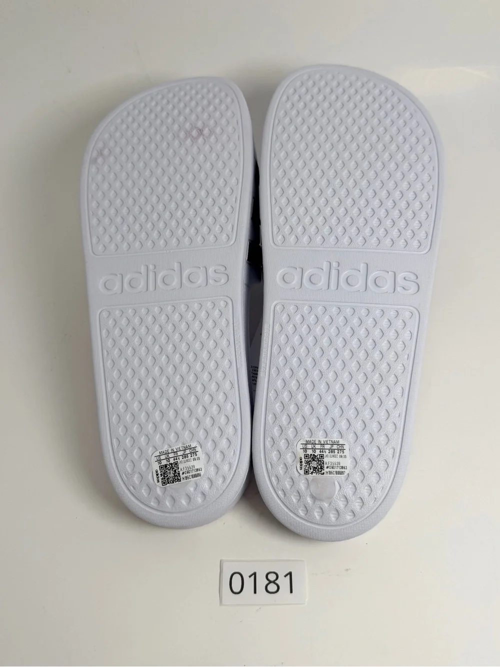 adidas White and Black Adilette Slide Sandals 181